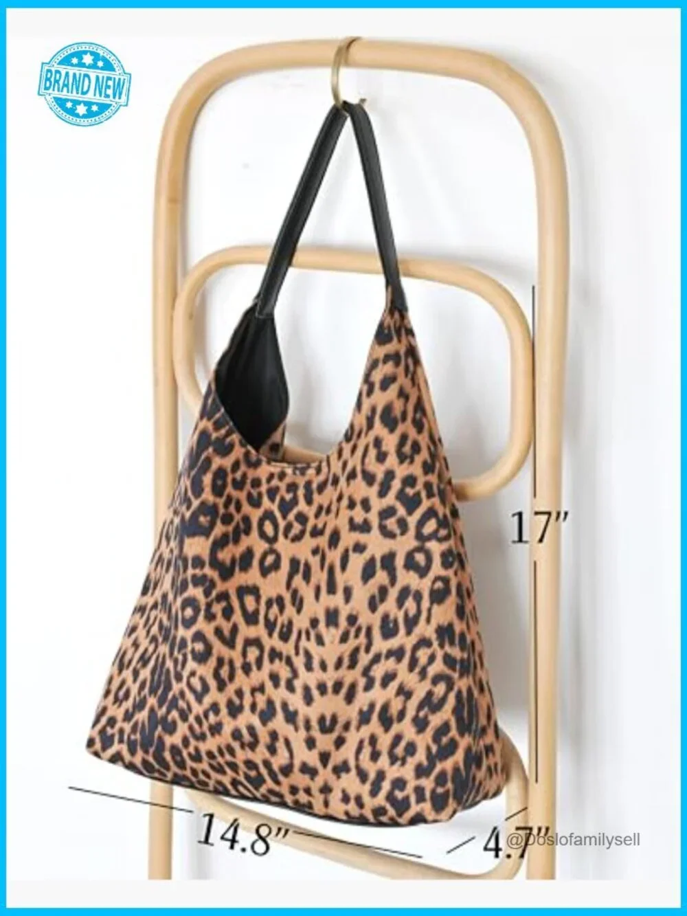 Leopard Print Hobo Bag Slouchy Magnetic Closure Lightweight Shoulder Tote Purse